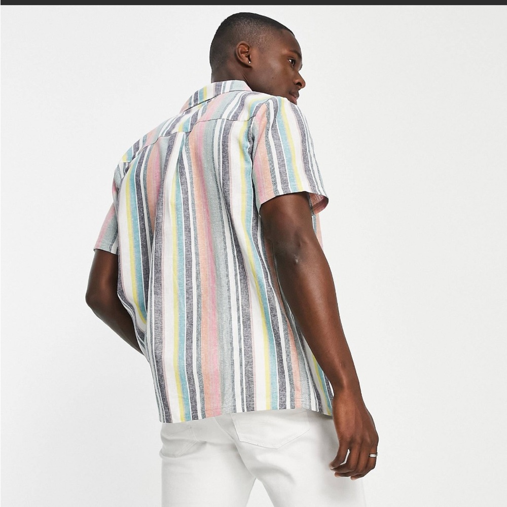 Men’s Native Youth sydney striped revere collar shirt in light blue